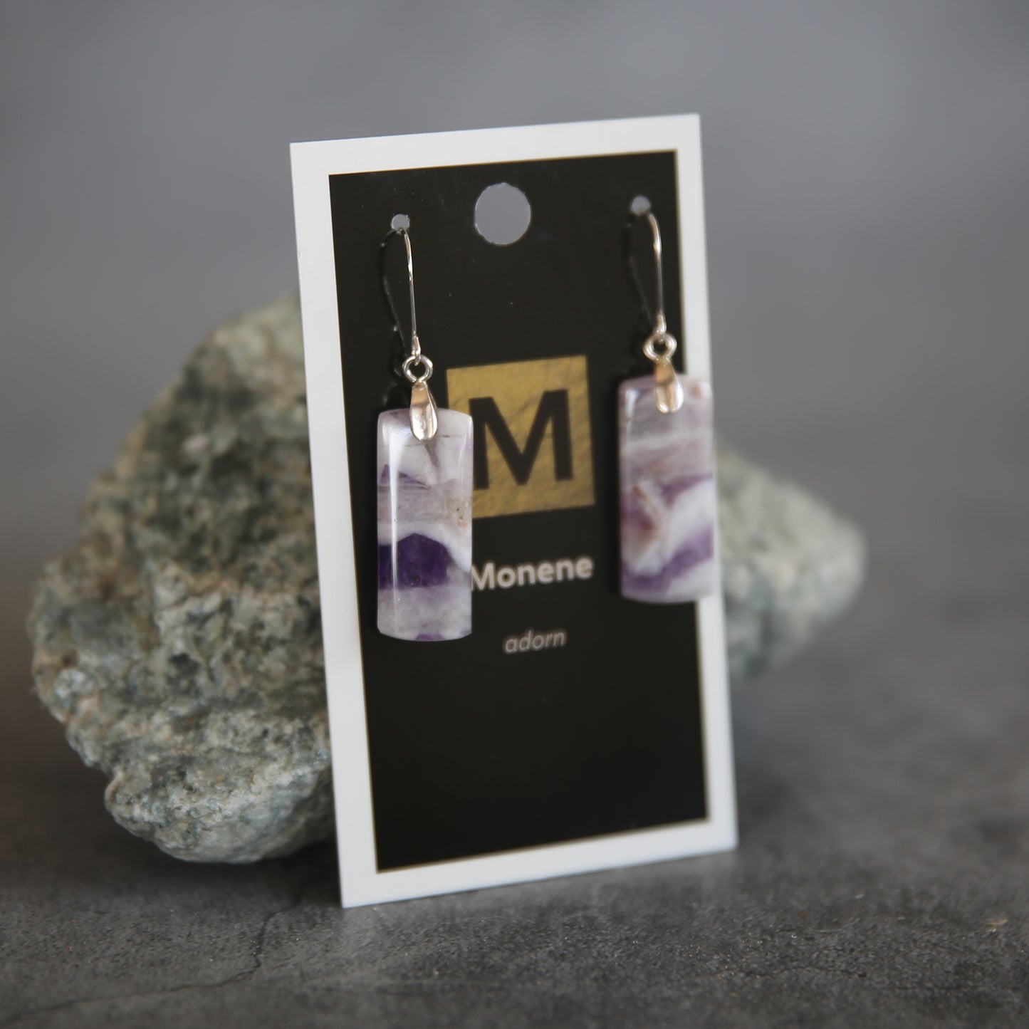 Chevron Amethyst and Sterling Earrings