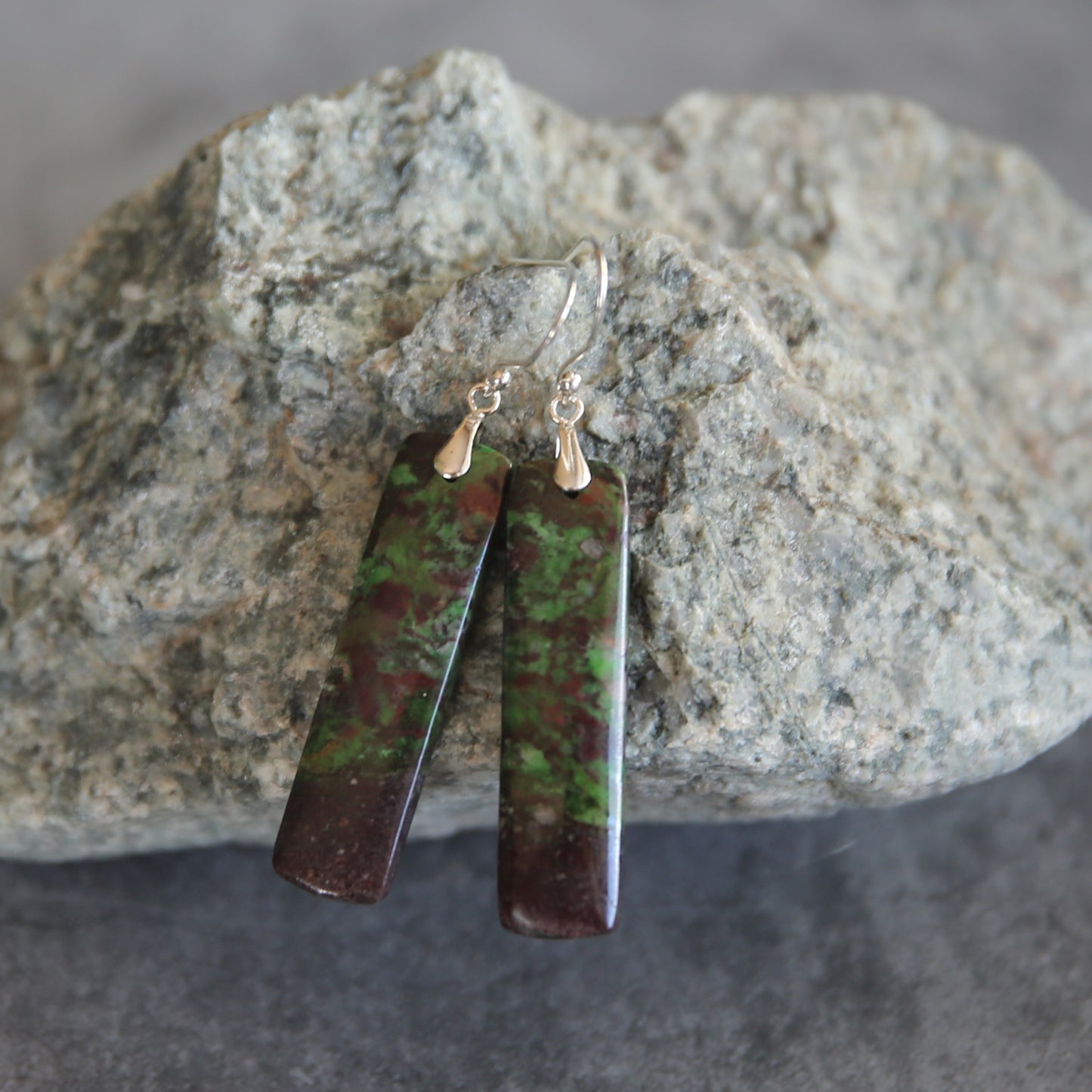 Parrott Wing Chrysocolla and Sterling Earrings