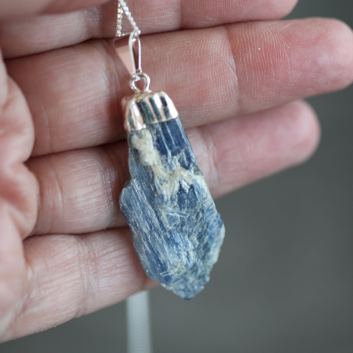 Blue Kyanite Crystal Necklace with .925 Chain