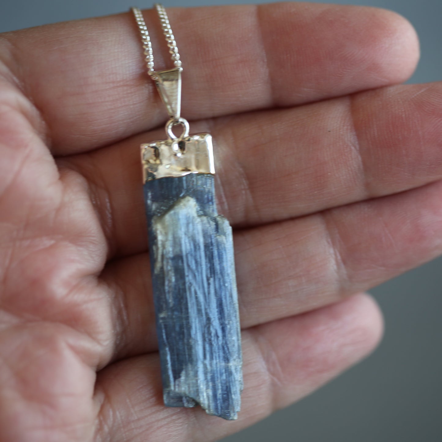 Blue Kyanite and Silver Necklace .925 Chain
