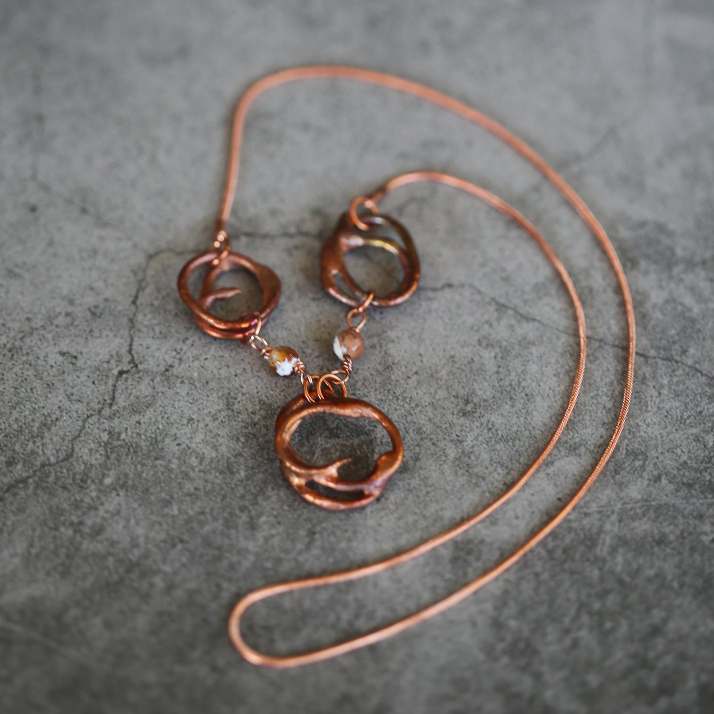 "Trinity Flame" Copper and Fire Agate Necklace