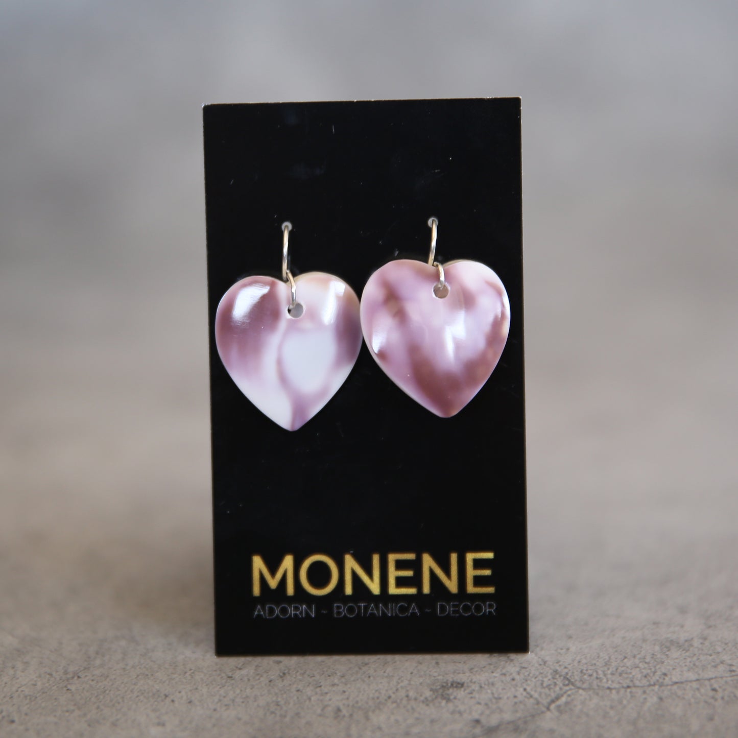 Sterling Two Tone Matrix Lavender Wampum Shell Bead Earrings #1