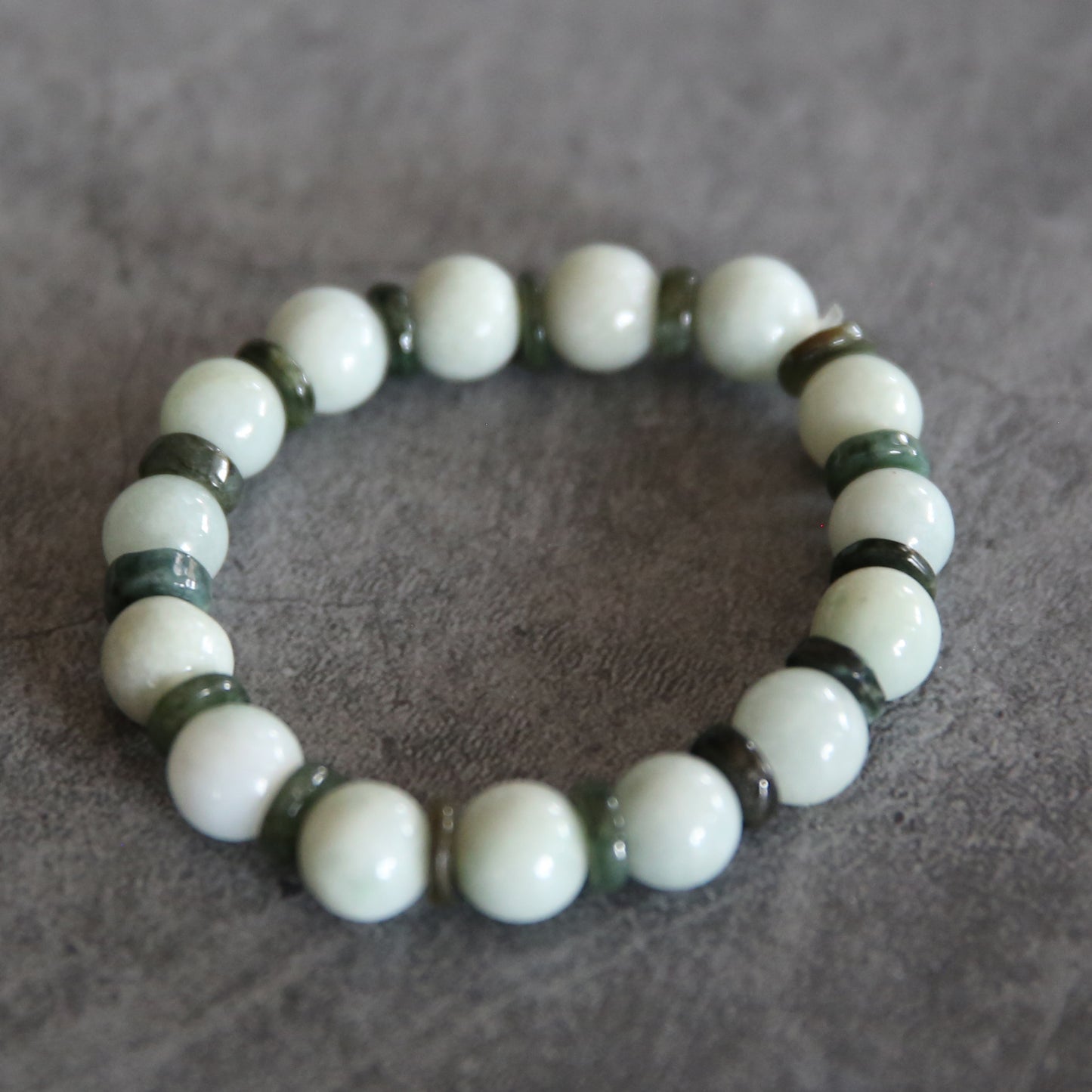 Jade Light and Dark Green Stretch Bracelet #6
