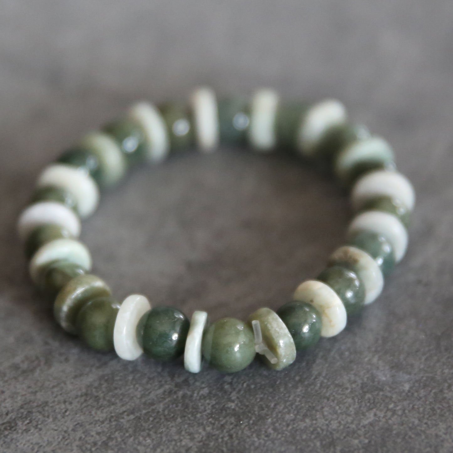 Jade Dark and Light Green Stretch Bracelet #9