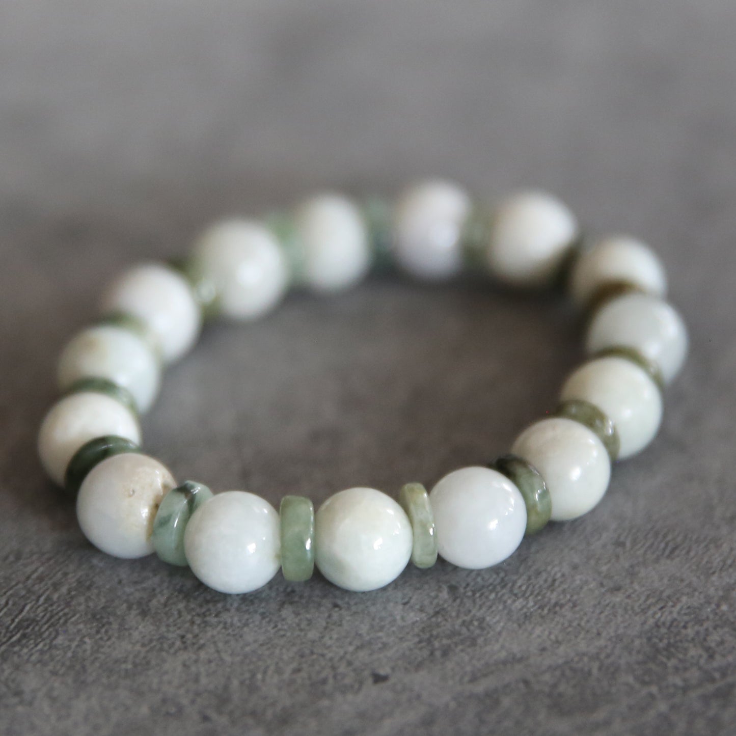Jade Light and Dark Green Stretch Bracelet #10