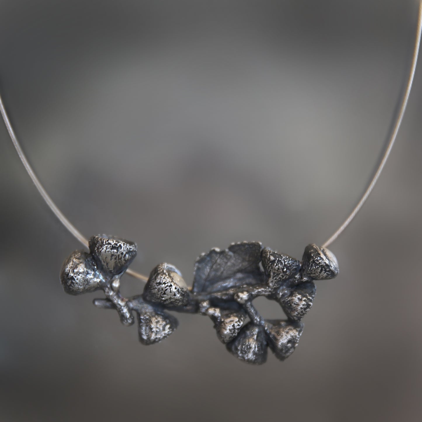 Beneath the Boughs Fine Silver Acorn and Leaf Necklace