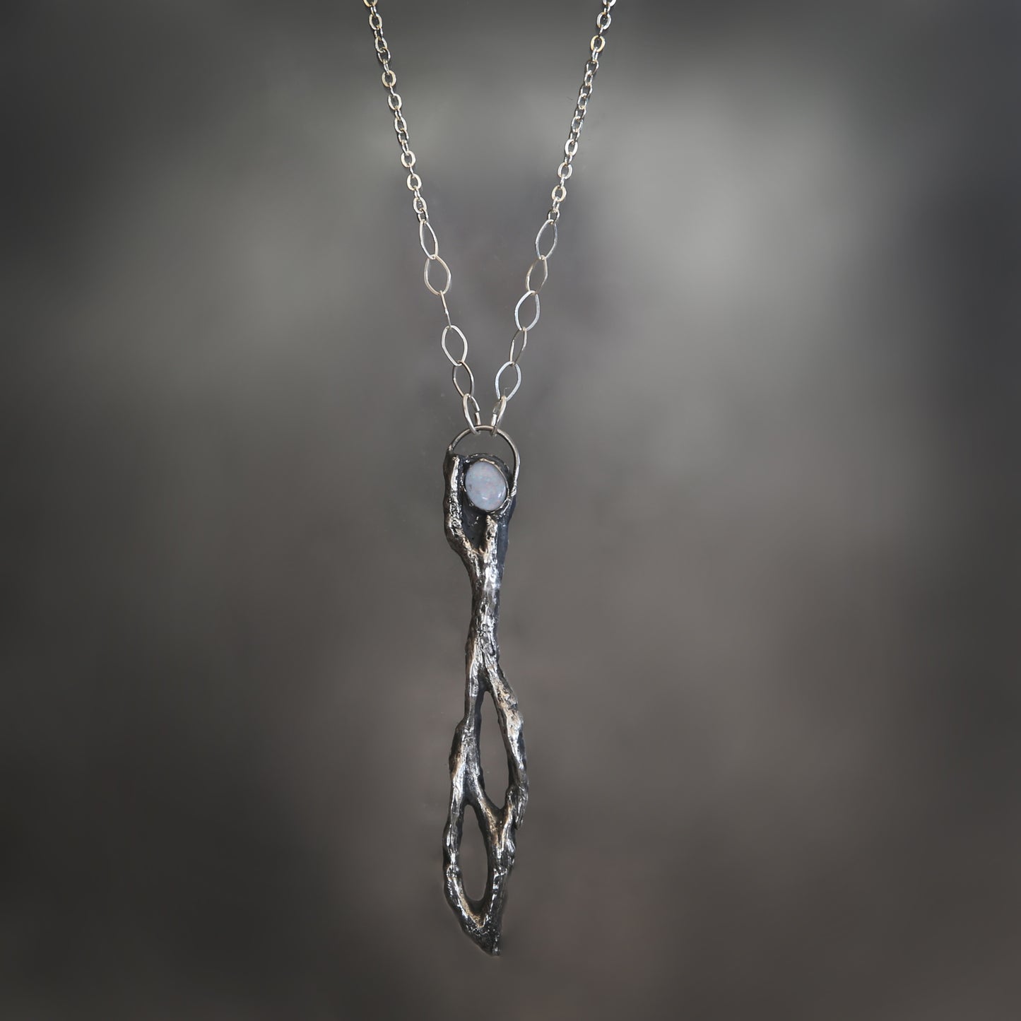 The Goddess Fine Silver Cholla Skeleton Opal Necklace