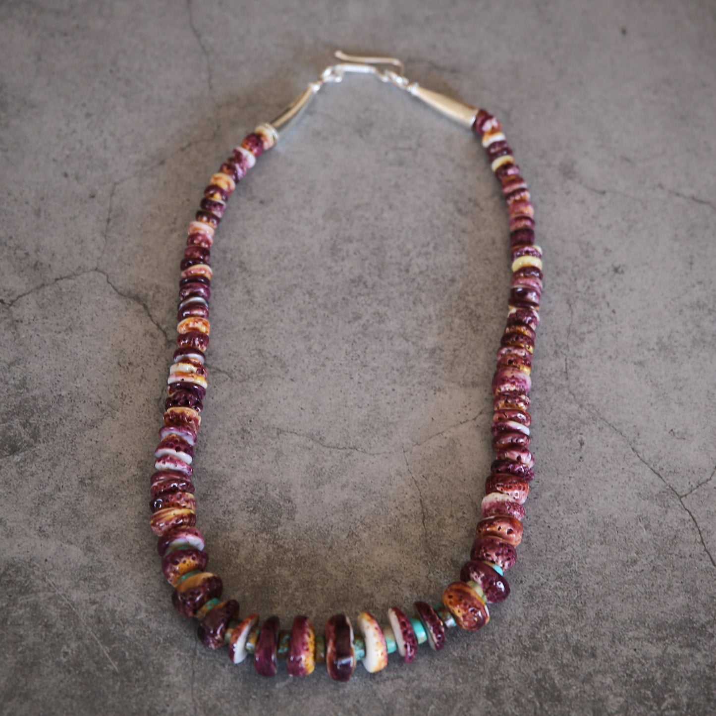 Spiny Purple Oyster Shell & Sterling Silver Necklace