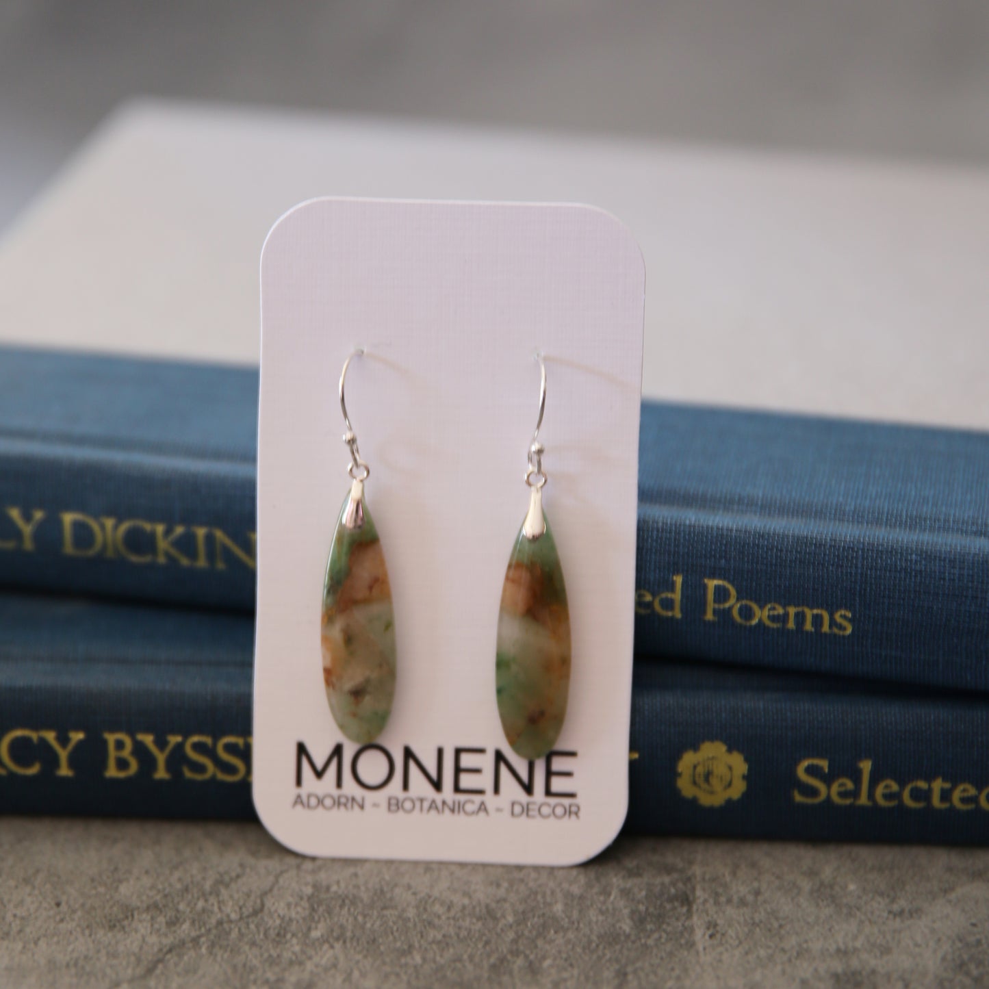 Green Jade and Sterling Earrings