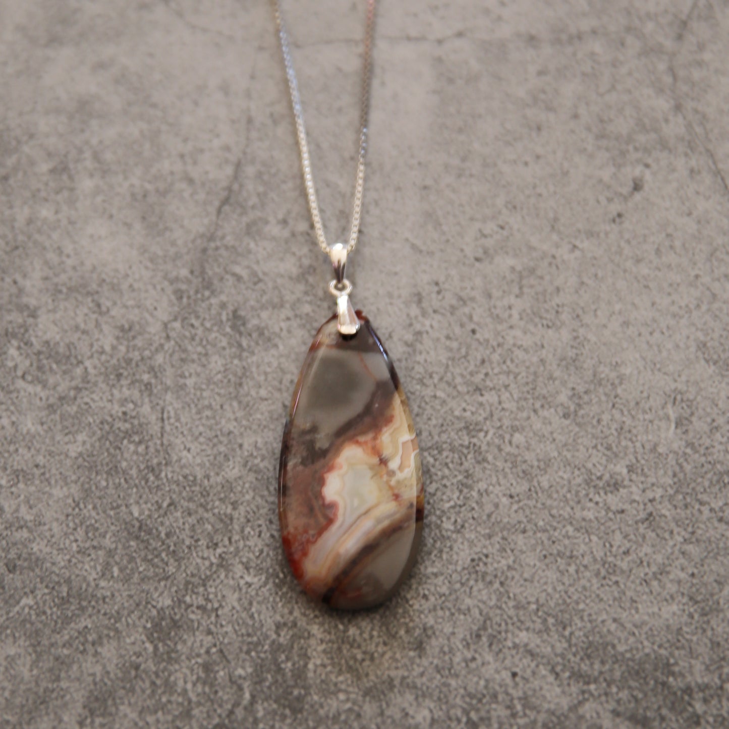 "Whispering Earth" Mexican Agate and Sterling Necklace
