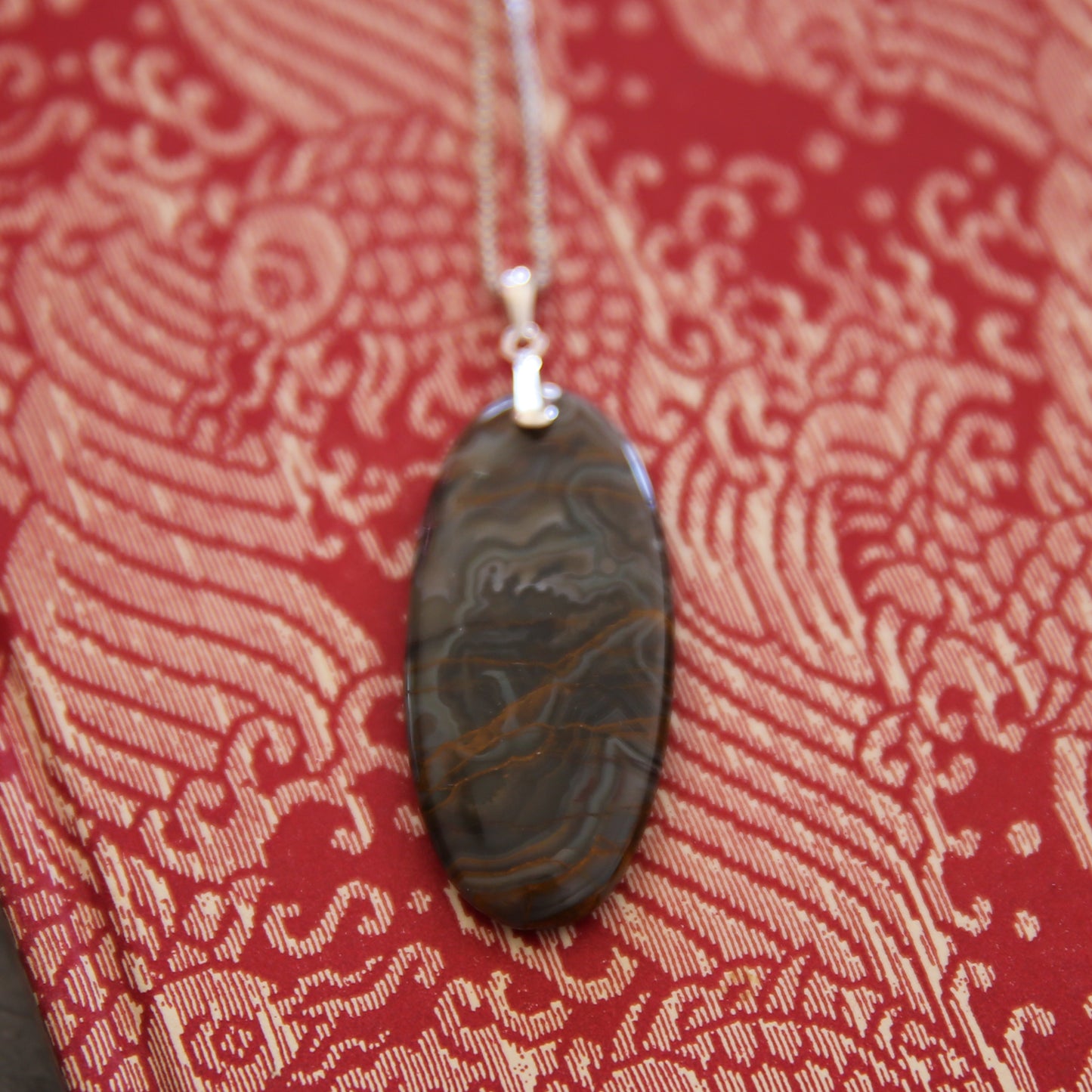 "Storm Veil" Mexican Agate and Sterling Necklace