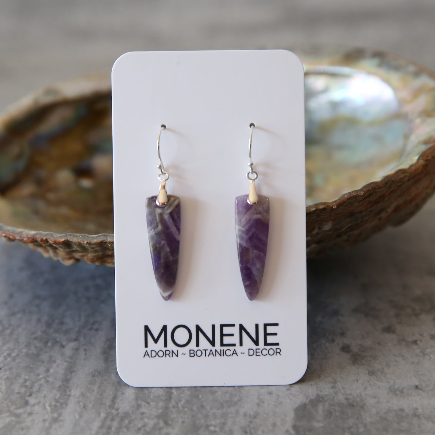 Amethyst Agate and Sterling Silver Earrings