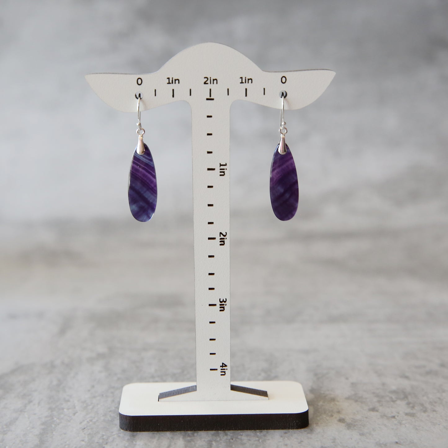 Purple Fluorite and Sterling Silver Earrings
