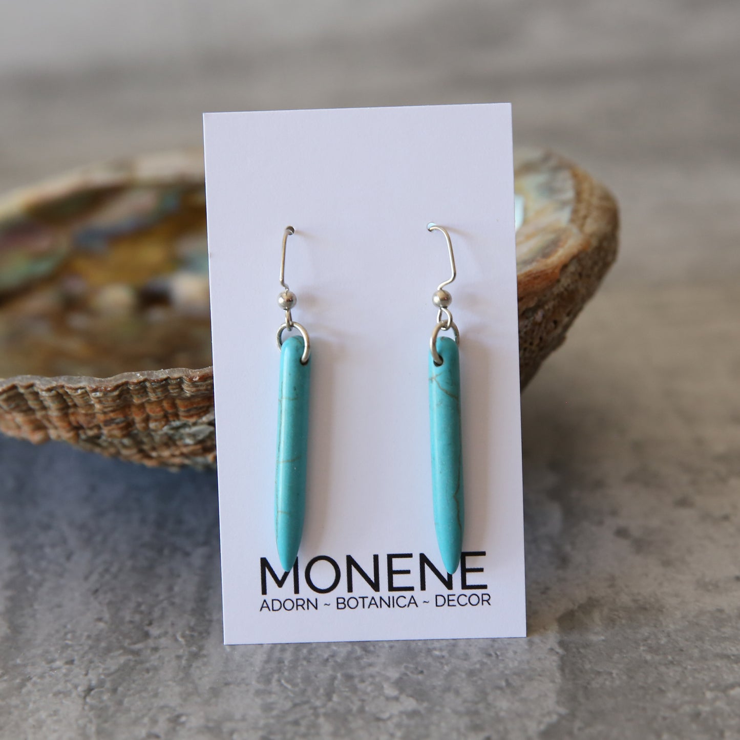 Turquoise Howlite and Silver Tone Earrings