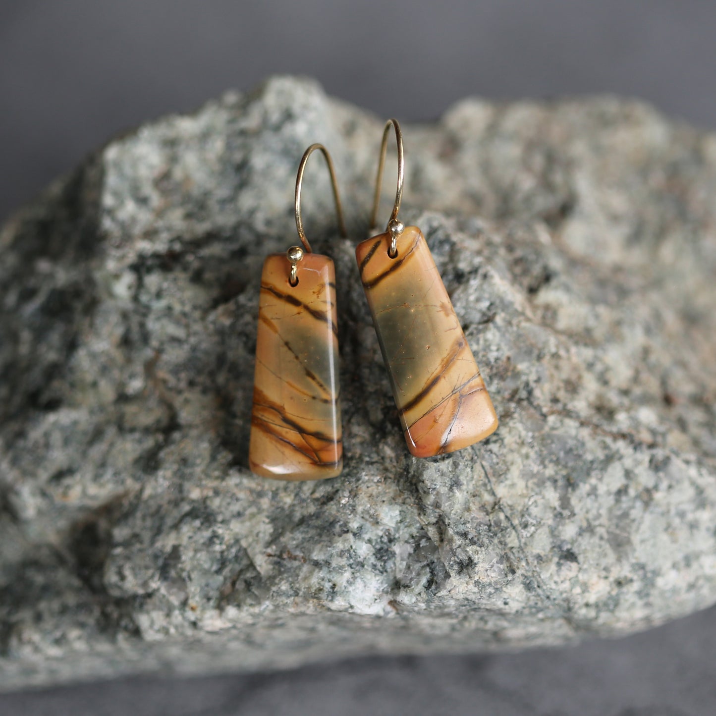 Red Creek Jasper and Gold Plated Sterling Earrings
