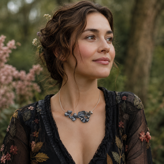 Beneath the Boughs Fine Silver Acorn and Leaf Necklace