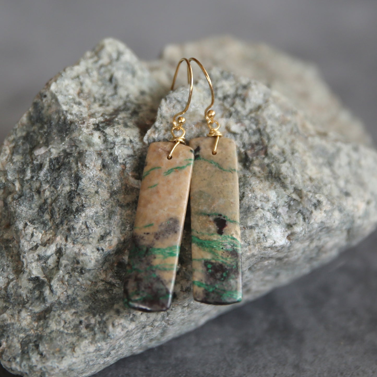 Copper in Chrysocolla and Sterling Earrings