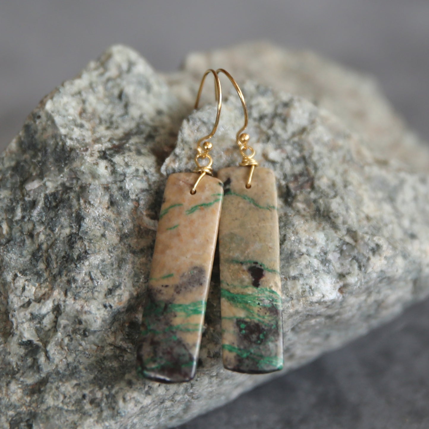 Copper in Chrysocolla and Sterling Earrings