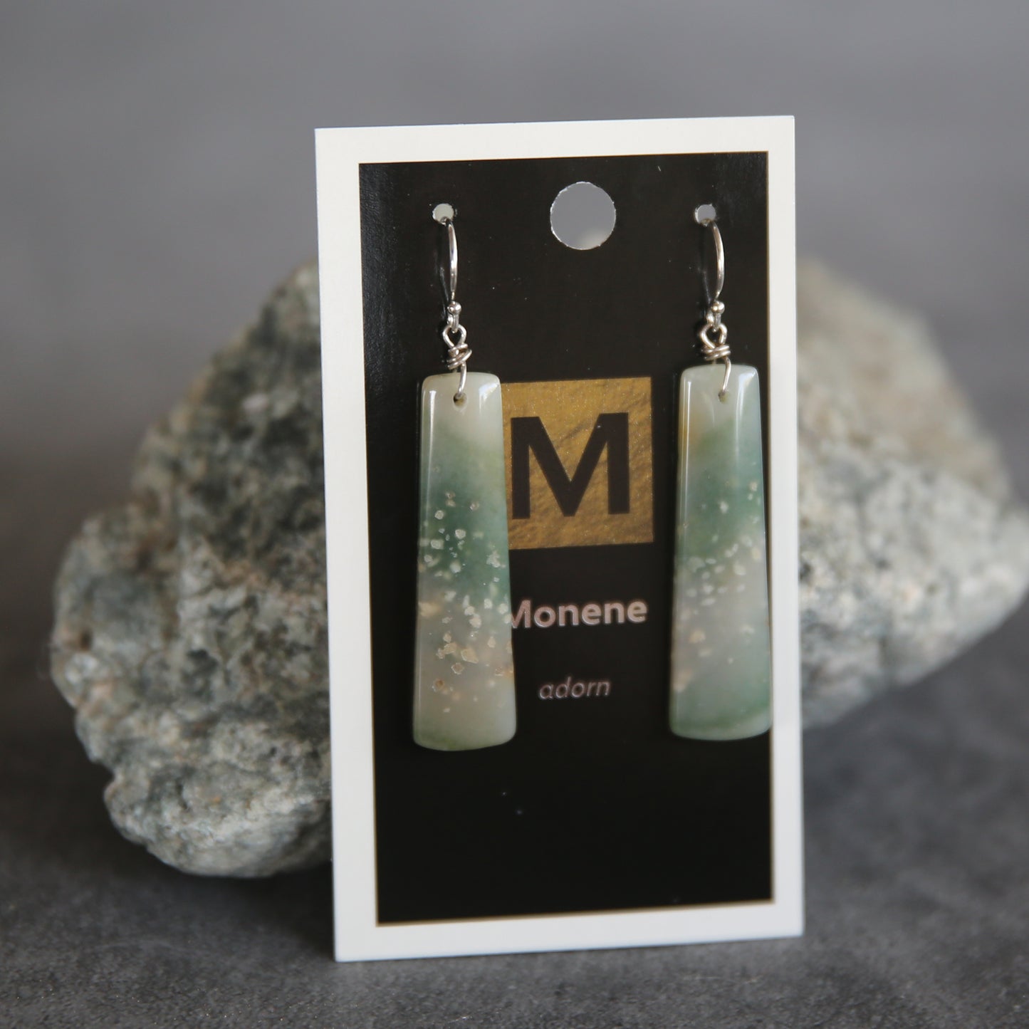 Green Watercolor Agate and Sterling Earrings