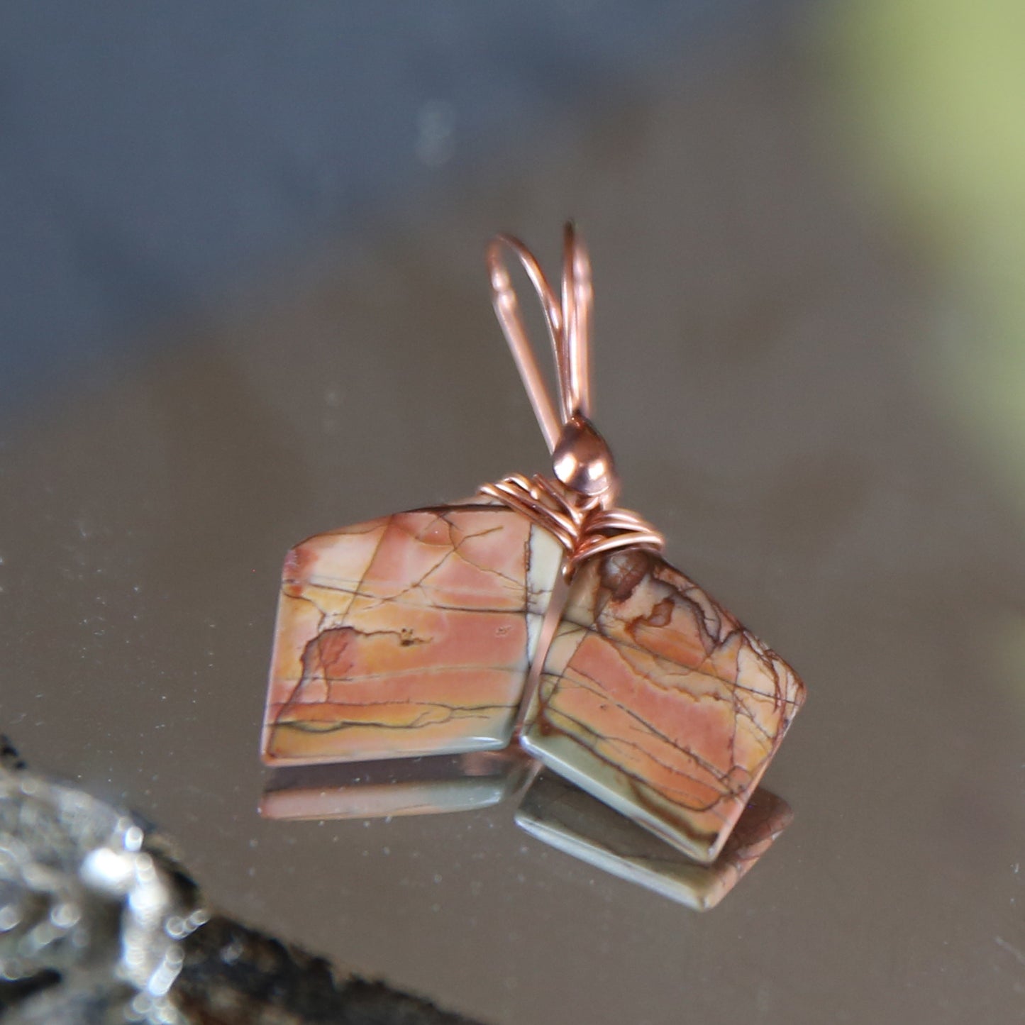 Red Creek Jasper and Copper Diamond Earrings