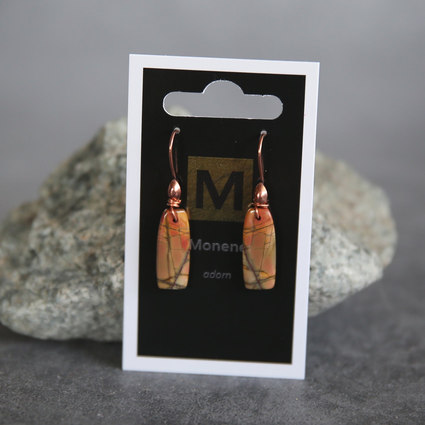 Red Creek Jasper and Copper Bell Shaped Earrings