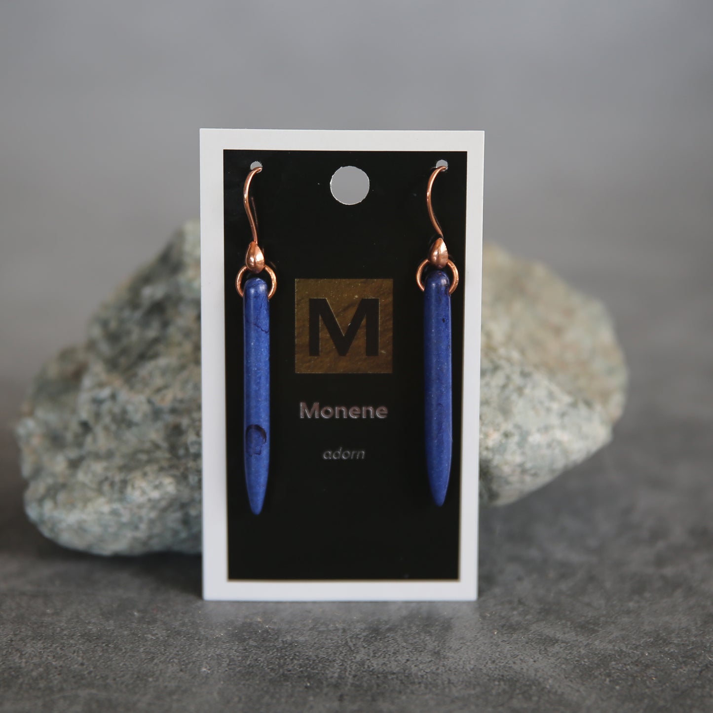 Blue Howlite Spike and Copper Earrings