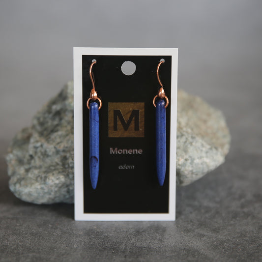 Blue Howlite Spike and Copper Earrings