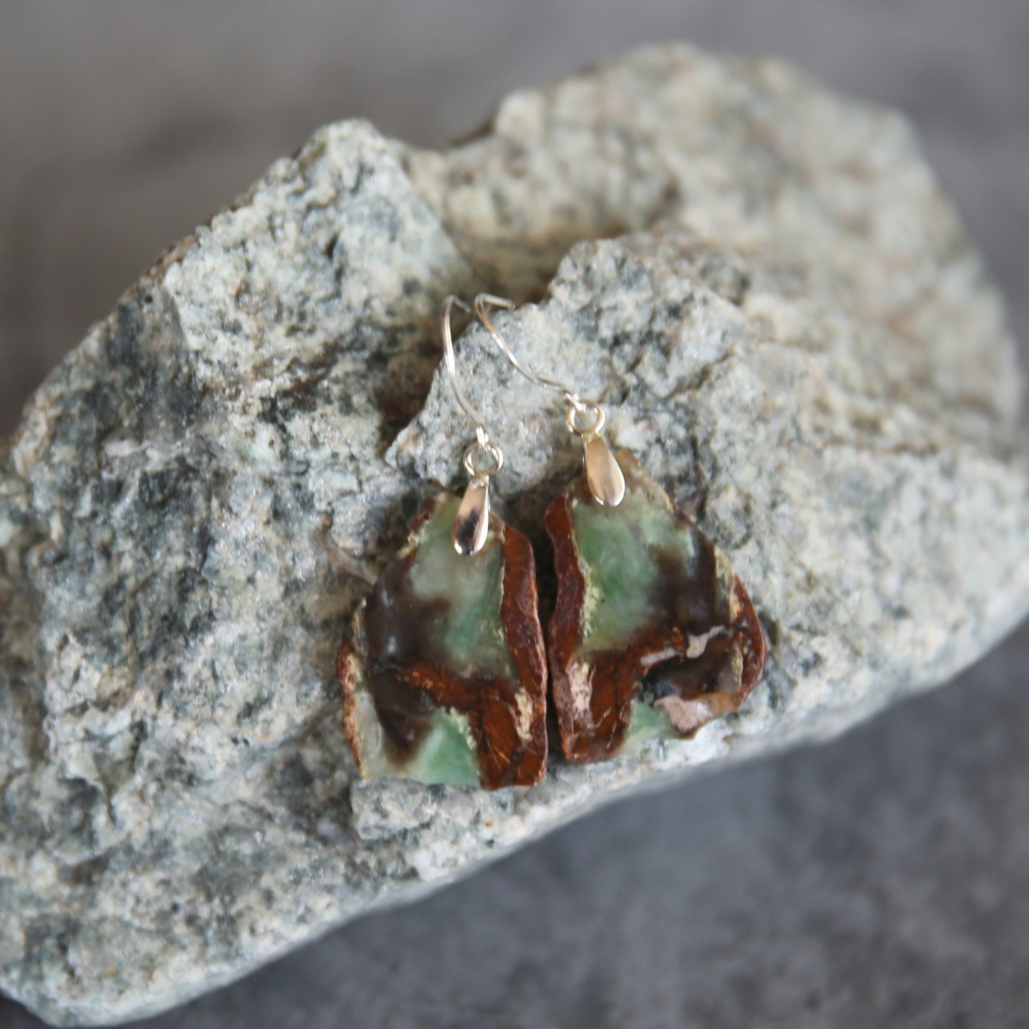 Green Chrysoprase and Sterling Earrings