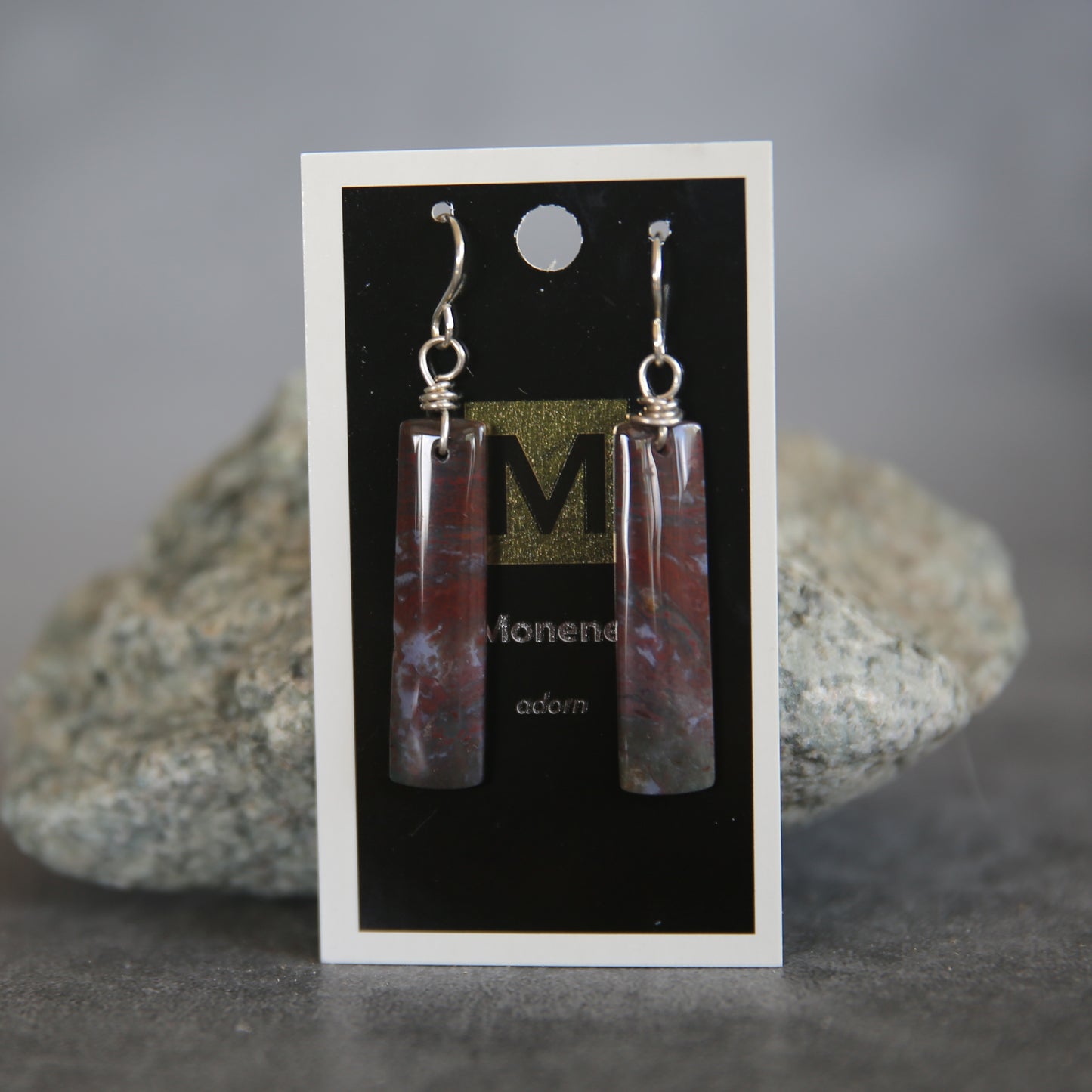 Red Indian Agate and Sterling Earrings