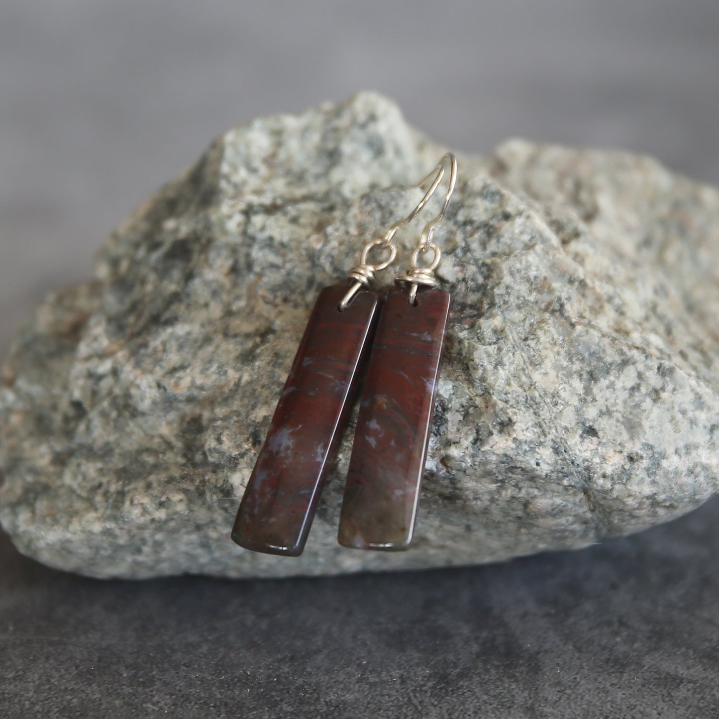 Red Indian Agate and Sterling Earrings