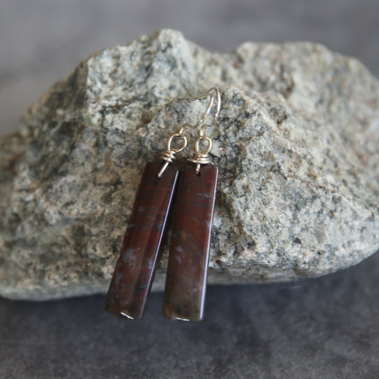 Red Indian Agate and Sterling Earrings