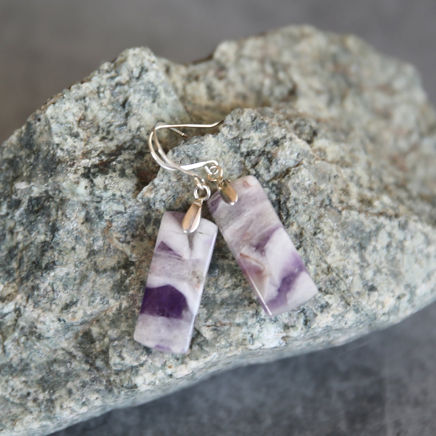 Chevron Amethyst and Sterling Earrings