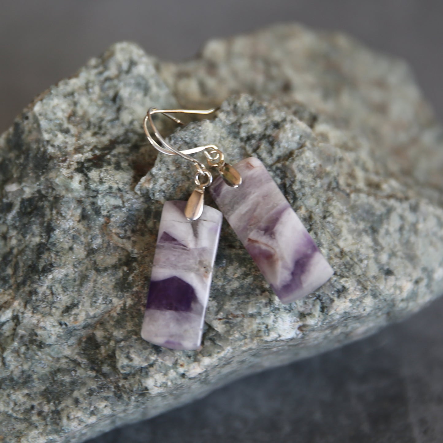 Chevron Amethyst and Sterling Earrings