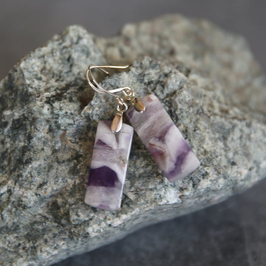Chevron Amethyst and Sterling Earrings