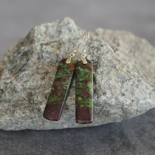 Parrott Wing Chrysocolla and Sterling Earrings