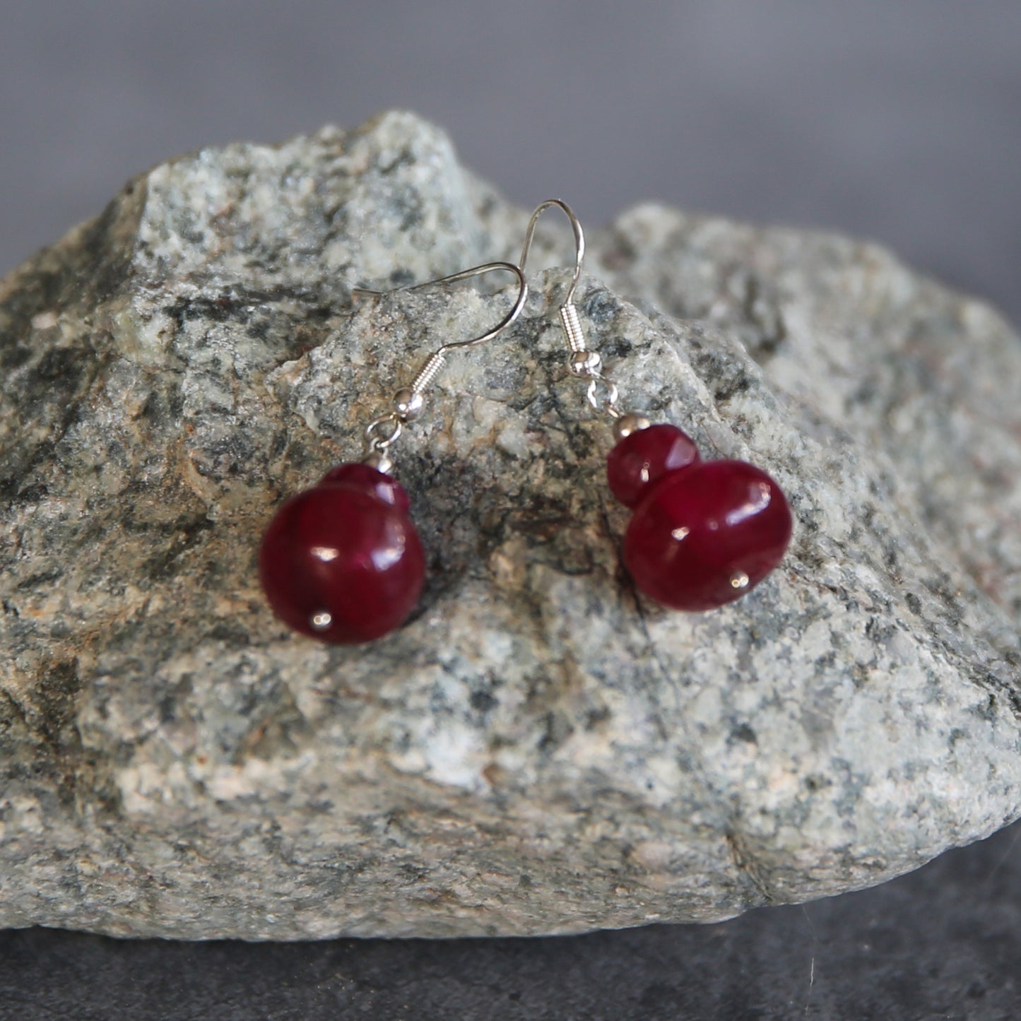 Ruby and Sterling Earrings