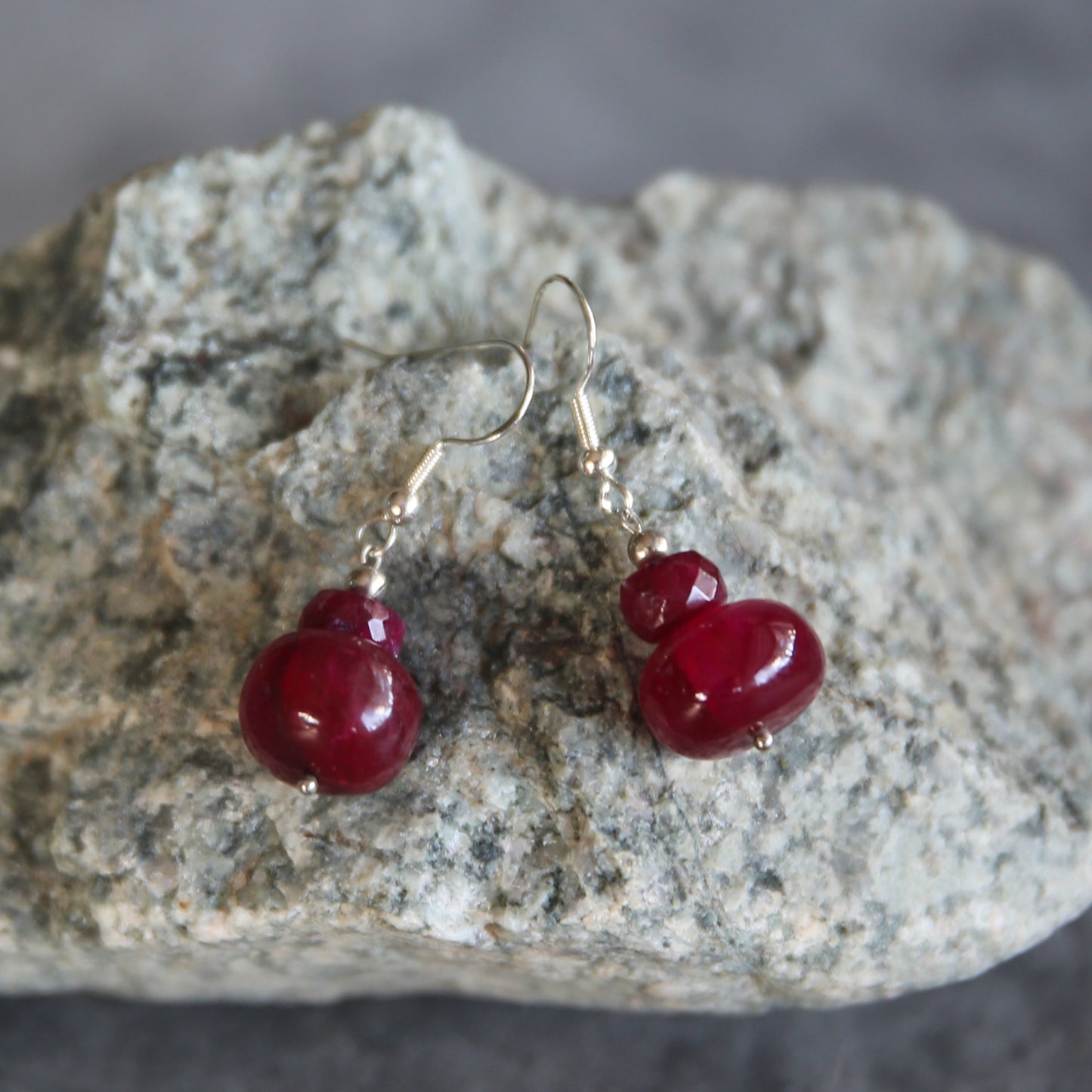 Ruby and Sterling Earrings