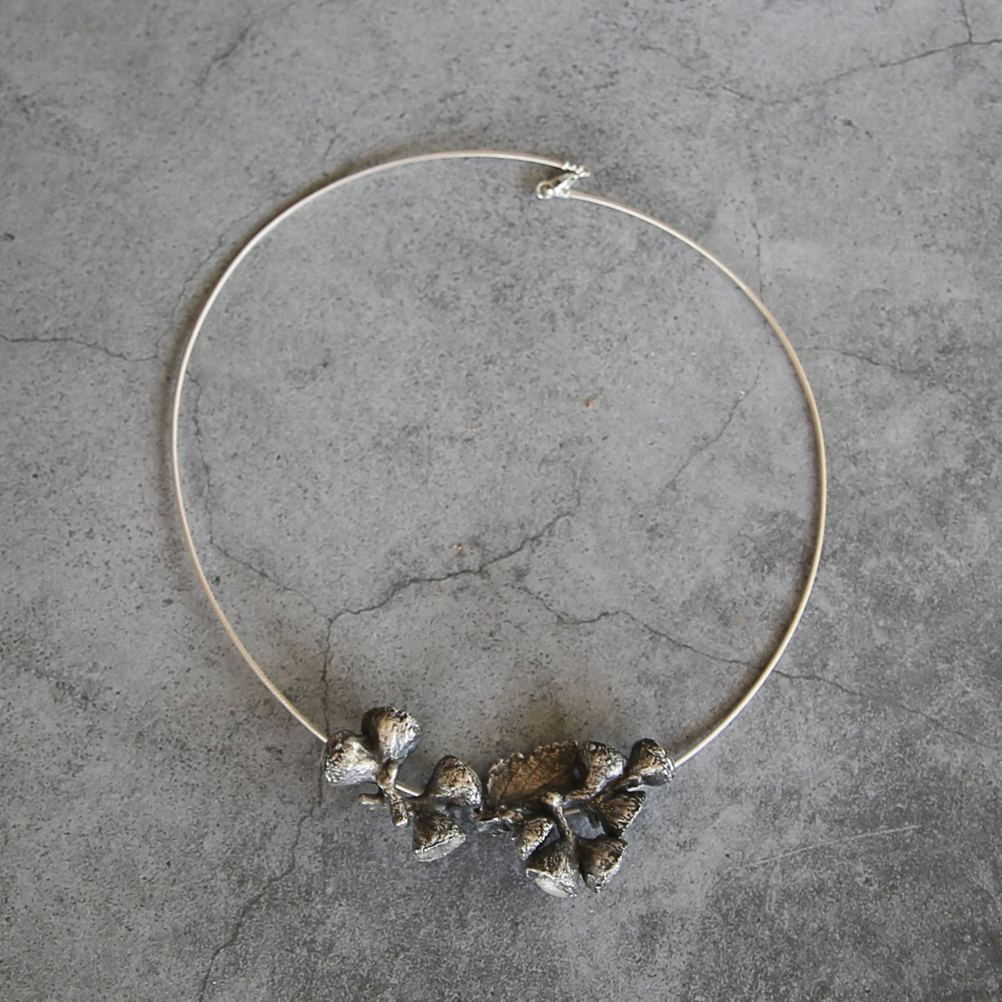 Beneath the Boughs Fine Silver Acorn and Leaf Necklace