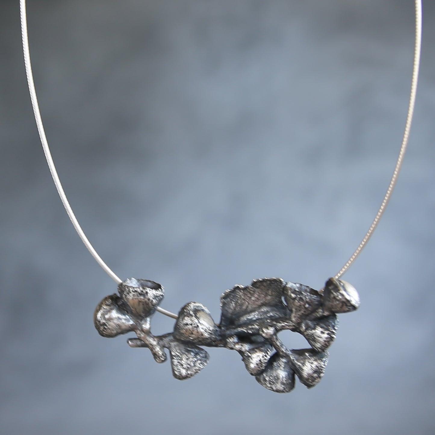 Beneath the Boughs Fine Silver Acorn and Leaf Necklace