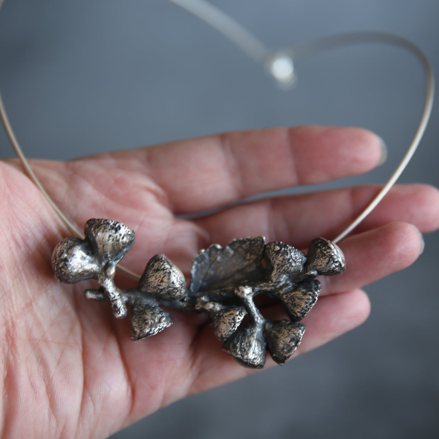 Beneath the Boughs Fine Silver Acorn and Leaf Necklace