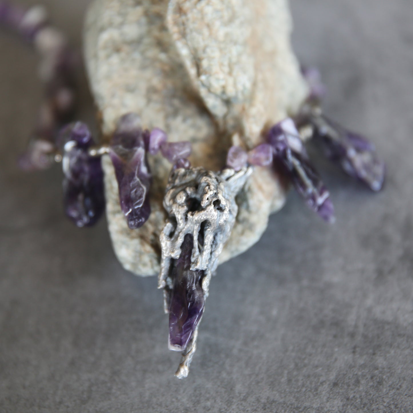 The Executioner Cholla Skeleton and Amethyst Necklace
