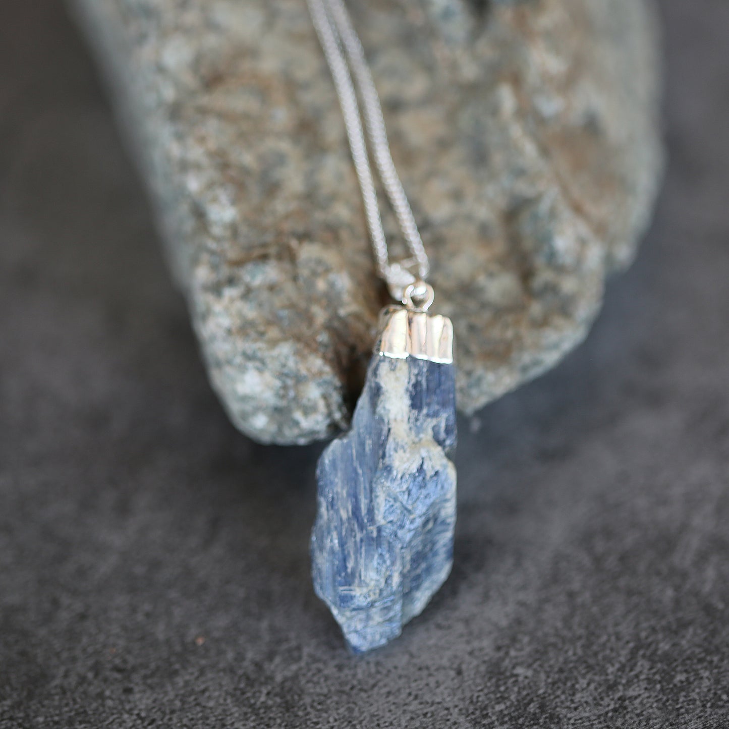 Blue Kyanite Crystal Necklace with .925 Chain