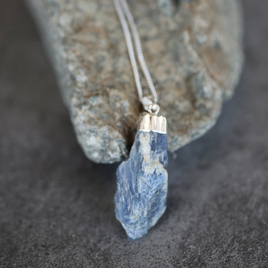 Blue Kyanite Crystal Necklace with .925 Chain