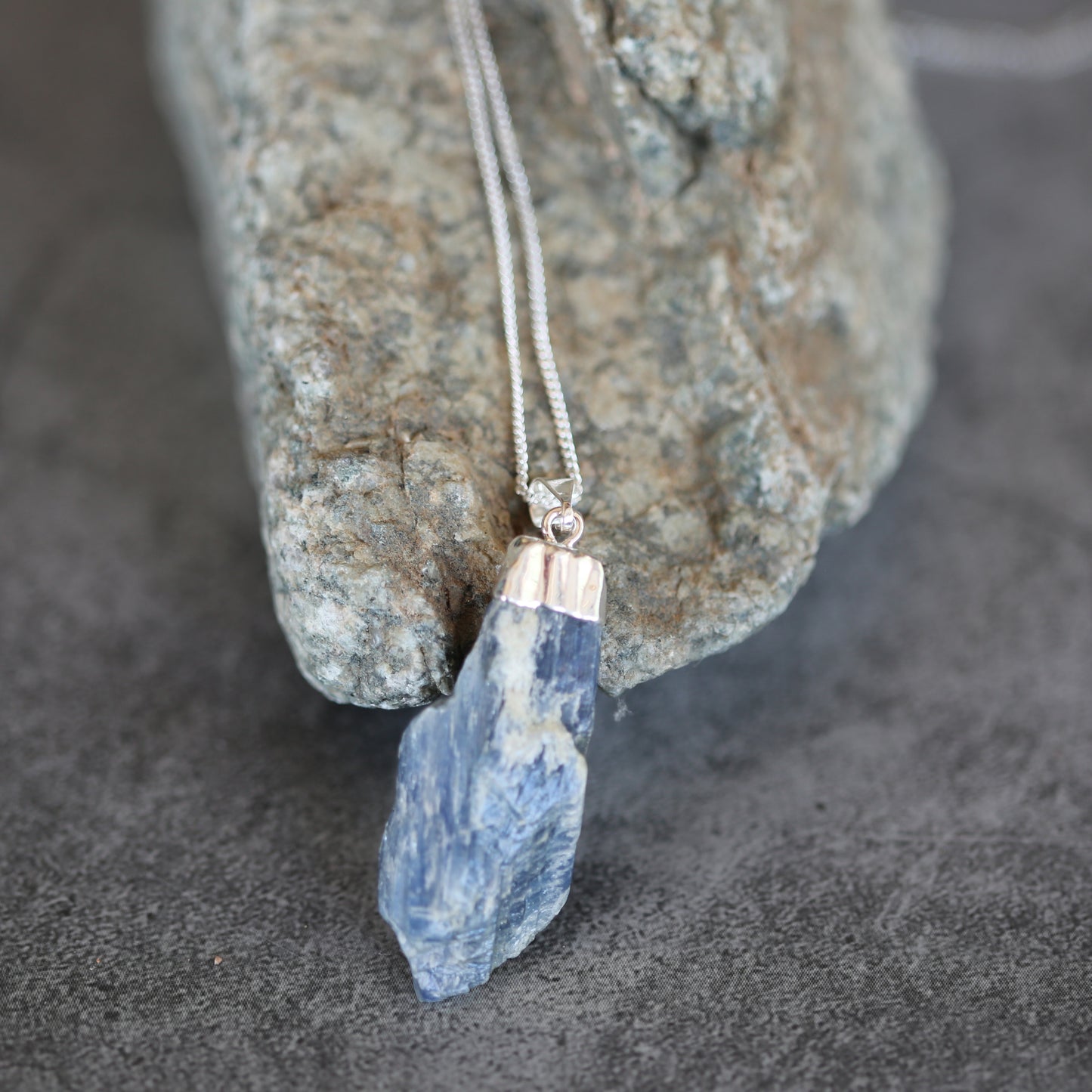 Blue Kyanite Crystal Necklace with .925 Chain