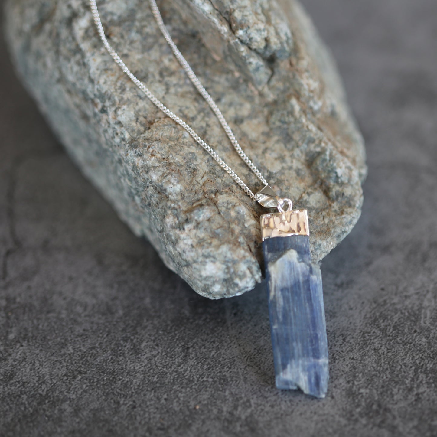 Blue Kyanite and Silver Necklace .925 Chain