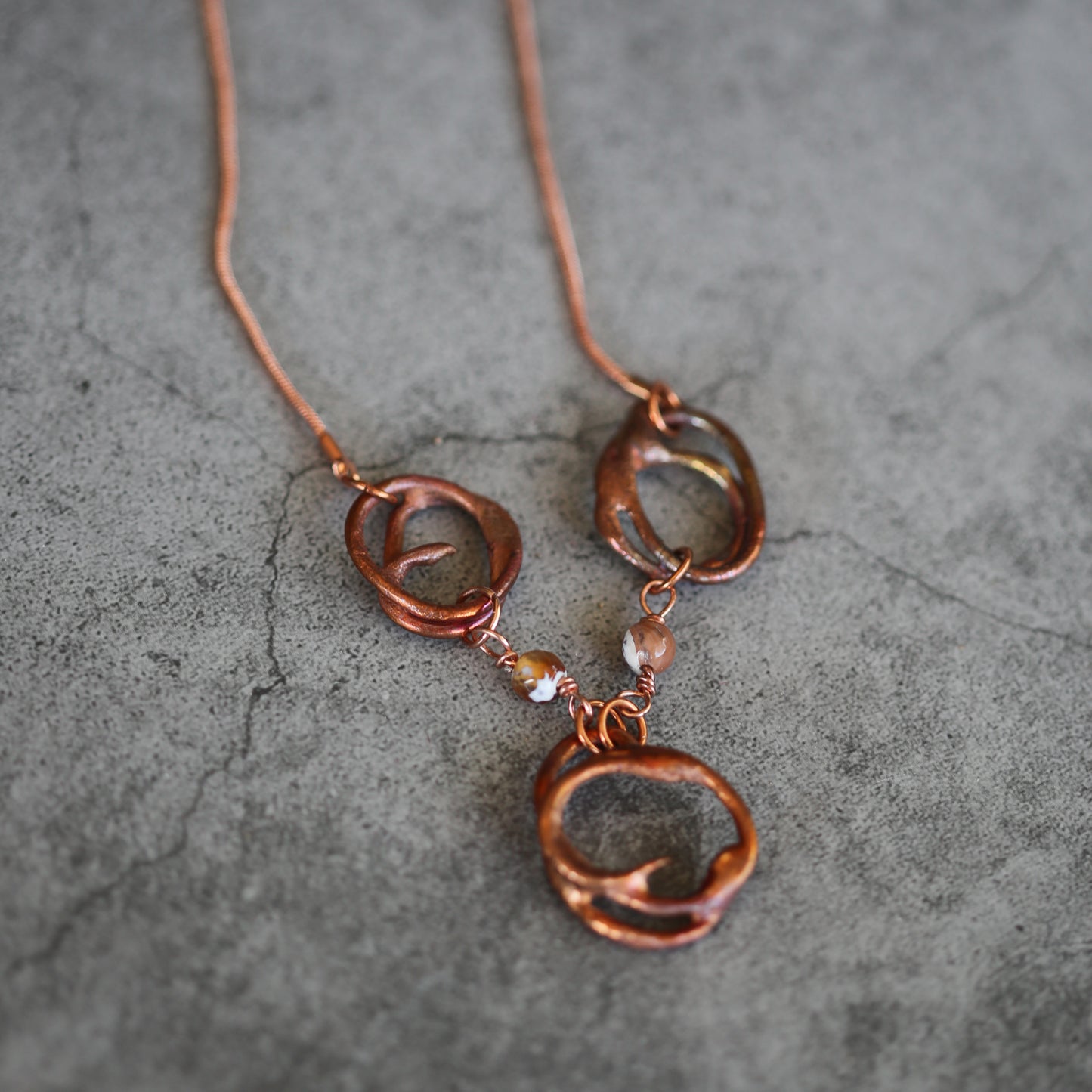 "Trinity Flame" Copper and Fire Agate Necklace