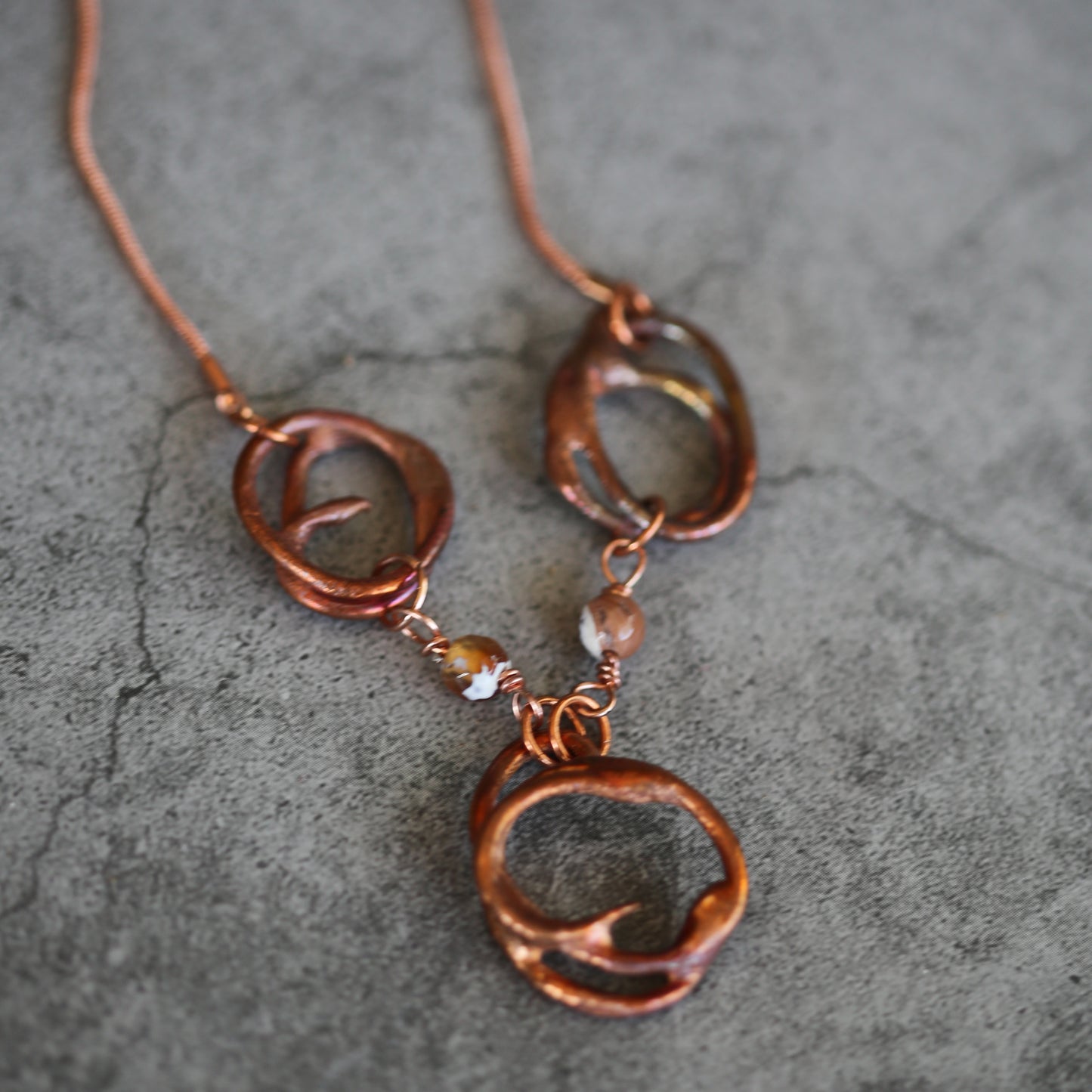 "Trinity Flame" Copper and Fire Agate Necklace