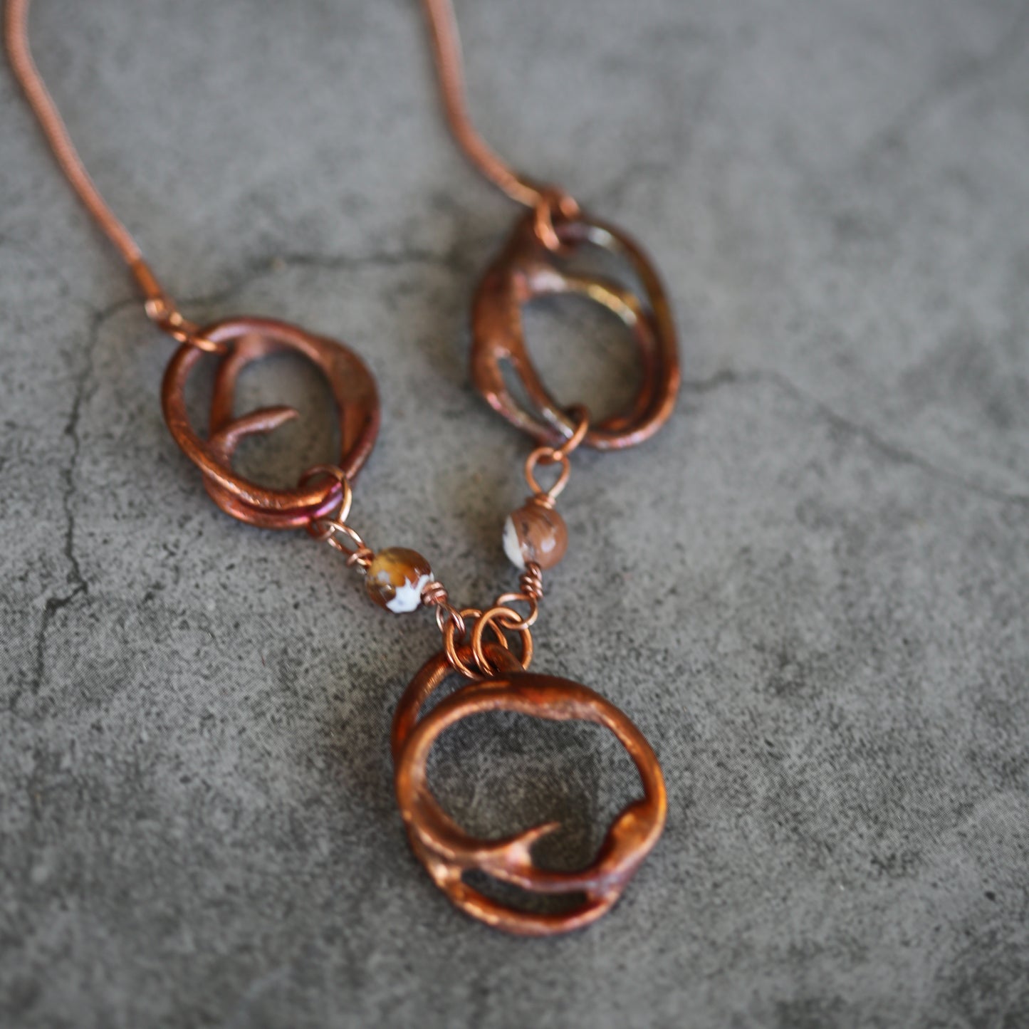 "Trinity Flame" Copper and Fire Agate Necklace
