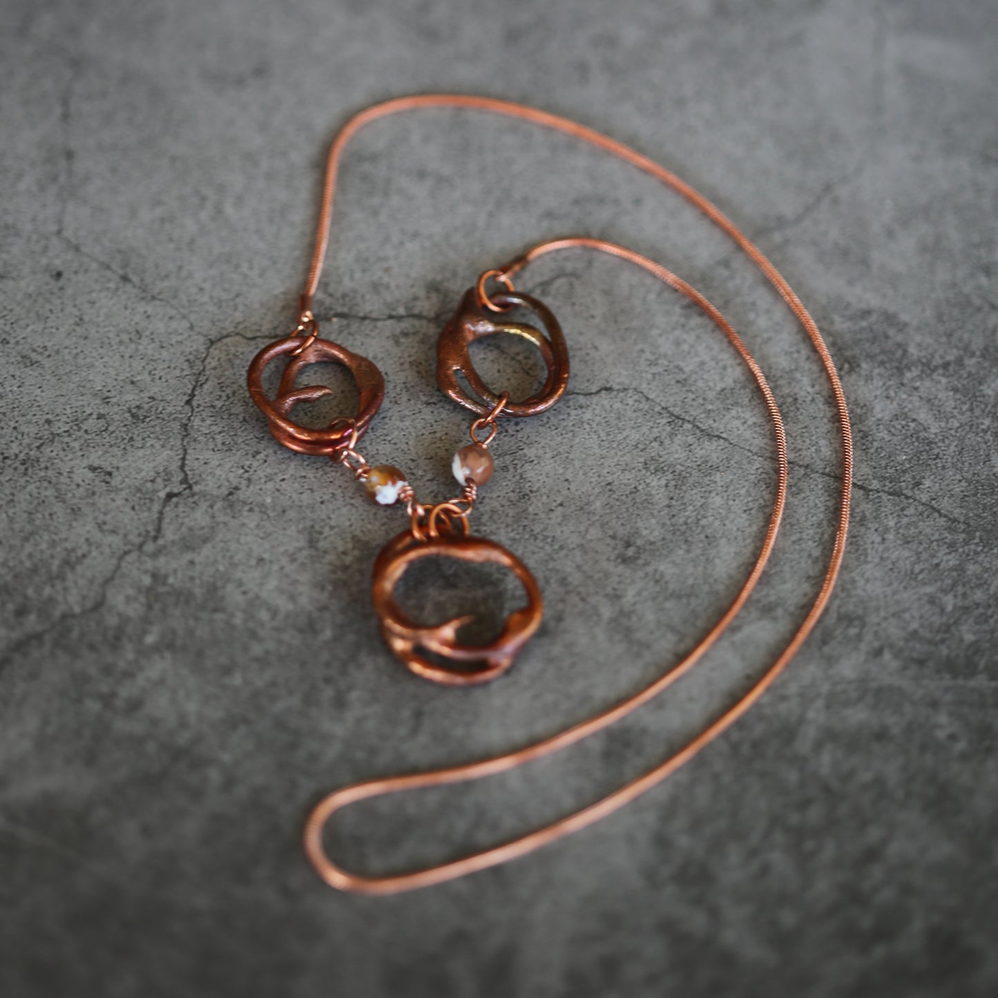 "Trinity Flame" Copper and Fire Agate Necklace