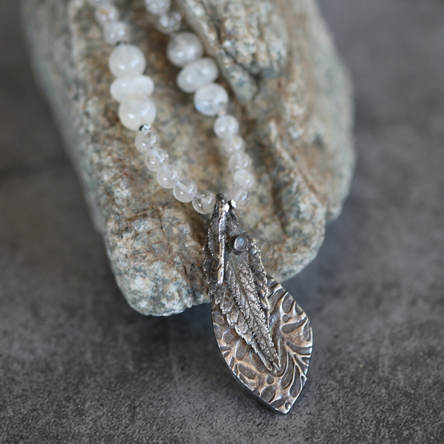 Moonlit Sage Moonstone and Fine Silver Necklace